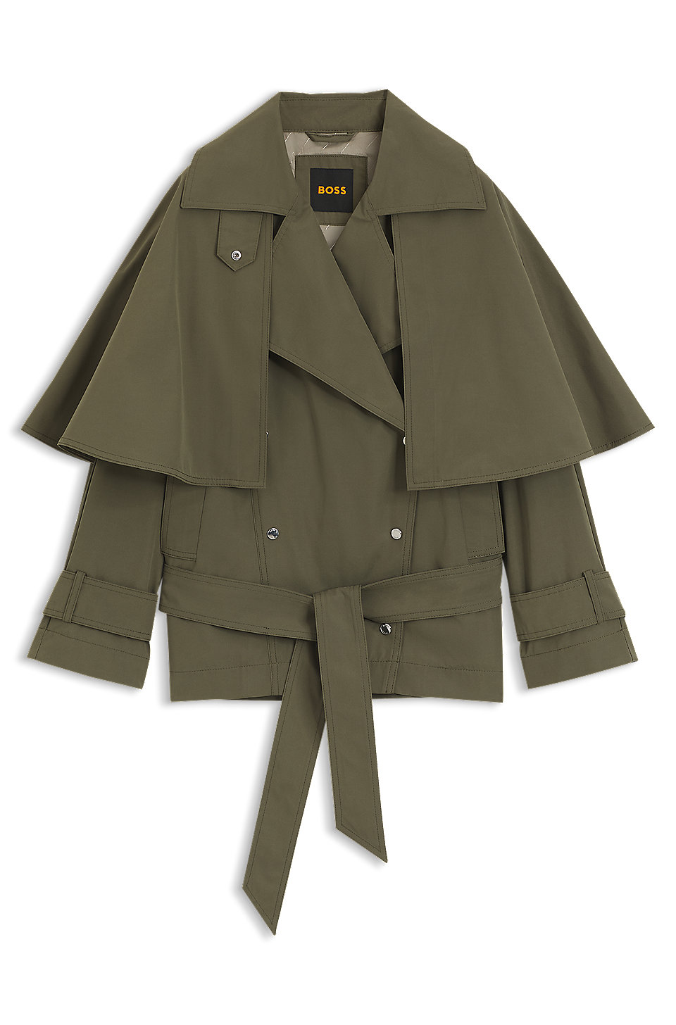 BOSS Vattenavvisande trenchcoat med skärp i grönt