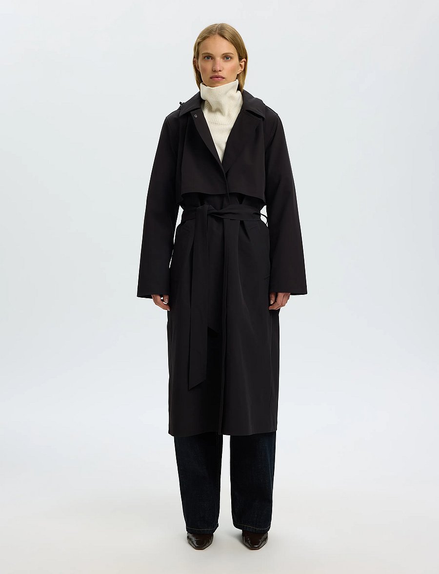 Selected Femme Aline Tech Trenchcoat i svart