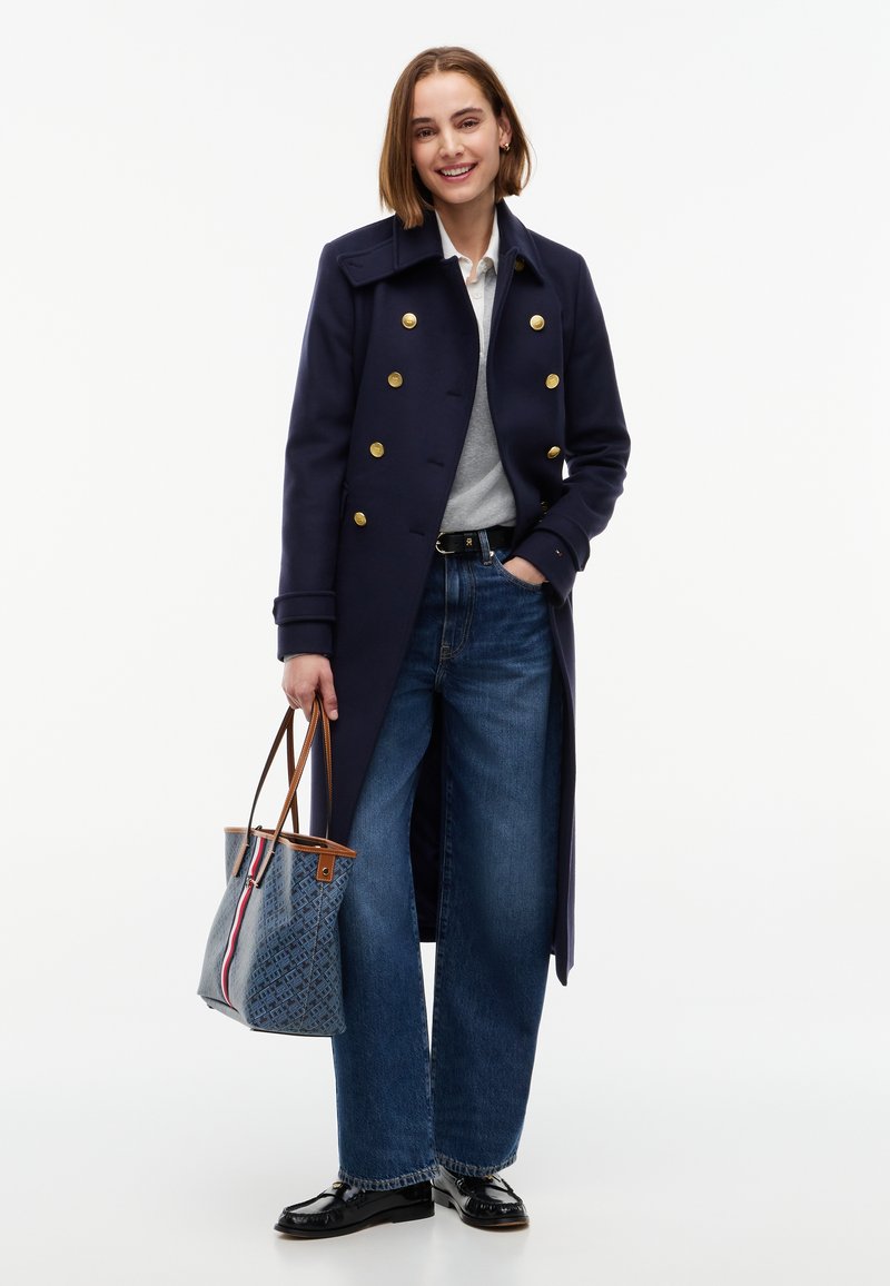 Tommy Hilfiger Manteco Wool Blend Double Breasted Coat i mörkblått