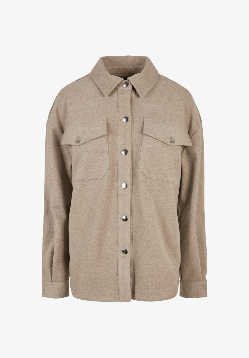 Urban Classics Ladies Classic Overshirt i ljus gråbeige