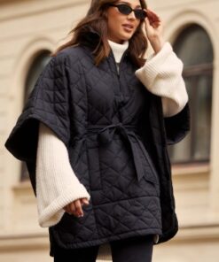 BUBBLEROOM Hiri Quilted Poncho Black L/XL