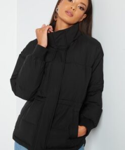 BUBBLEROOM Rahima Drawstring Waist Puffer Jacket Black 34