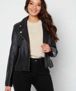 VILA Feli Leather Jacket Black 34